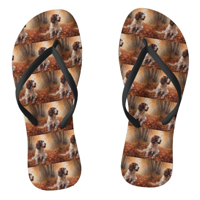 Springer Spaniel im Herbst Leaves Fall Inspiriert Flip Flops (Fußbett)