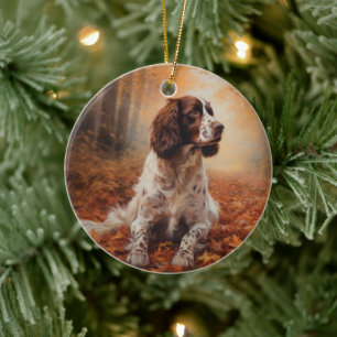 Springer Spaniel im Herbst Leaves Fall Inspiriert Keramik Ornament