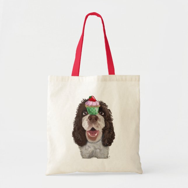 Springer Spaniel mit Cupcake 2 Tragetasche (Vorne)