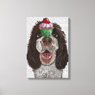 Springer Spaniel mit Cupcake Leinwanddruck