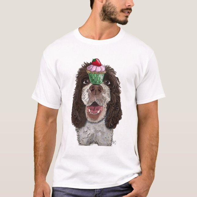Springer Spaniel mit Cupcake T-Shirt (Vorderseite)