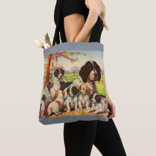 Springer spaniel Mom and Welpen print Tasche