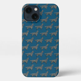 Springer Spaniel Niedlich Hund Silhouette Grid Blu iPhone Hülle