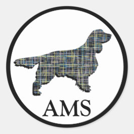 Springer Spaniel Niedlich Pet Hund Silhouette Y&B  Runder Aufkleber