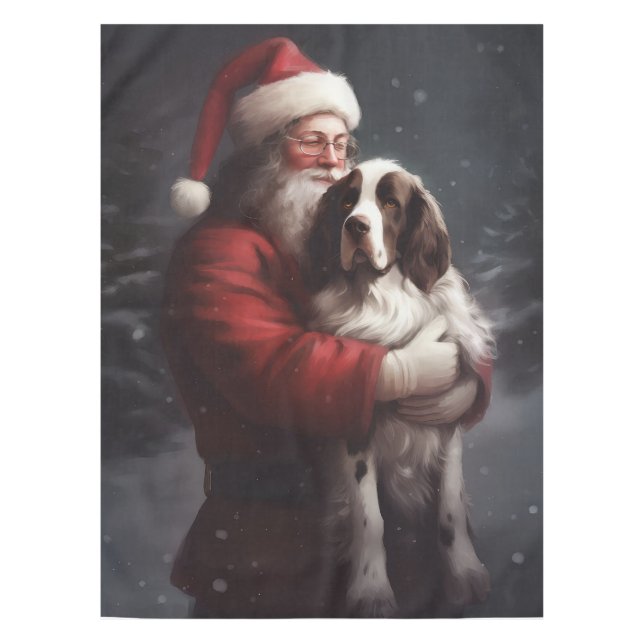 Springer Spaniel Santa Claus Festive Christmas Tischdecke (Vorderseite)