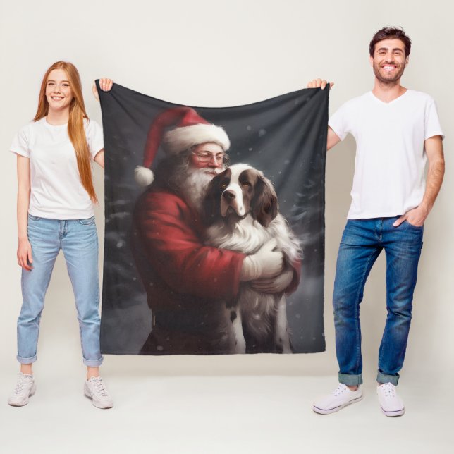 Springer Spaniel Santa Claus Festliche Weihnachten Fleecedecke (Beispiel)