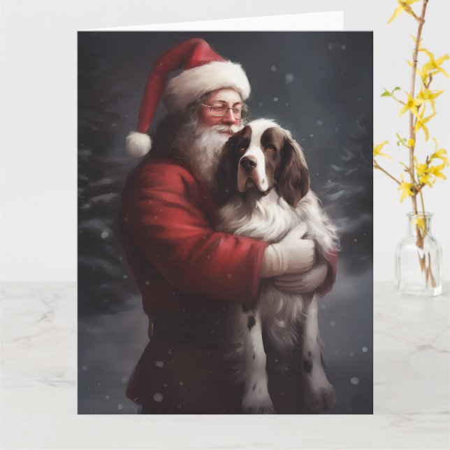 Springer Spaniel Santa Claus Festliche Weihnachten Karte (Gelbe Blume)