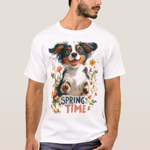 Springer Spaniel - Spring Time Cartoon Design T-Shirt