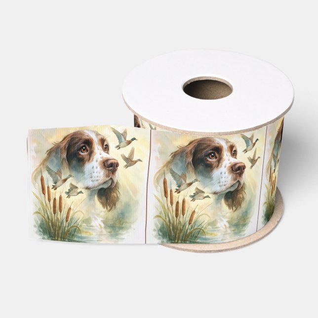 Springer Spaniel und Mallard Duck Doppelexposition Ripsband (Spule)