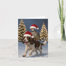 Springer Spaniel und Rebhuhn Weihnachtskarte