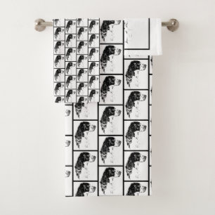 Springer Spaniel Vintag Dog Art Badhandtuch Set