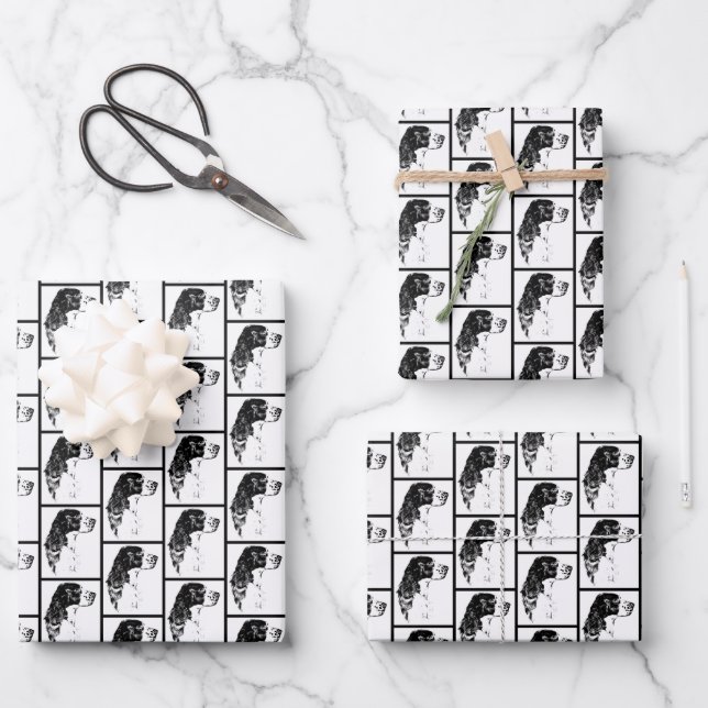 Springer Spaniel Vintag Dog Art   Geschenkpapier Set (Vorderseite)