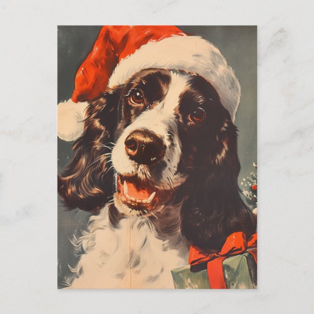 Springer Spaniel Weihnachten Postkarte (Vorderseite)