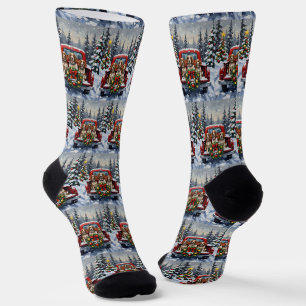 Springer Spaniel Weihnachten Rotes Lastwagen Ferie Socken