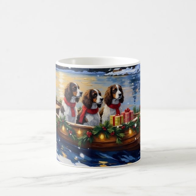 Springer Spaniel Weihnachtsboot Urlaub Kaffeetasse (Mittel)