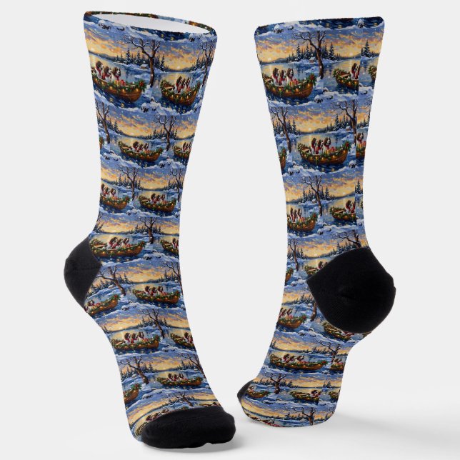 Springer Spaniel Weihnachtsboot Urlaub Socken (Gewinkelt)