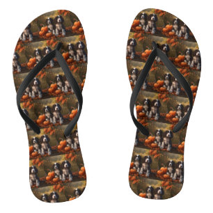 Springer Spaniel Welpe Herbstfreude Kürbis Flip Flops