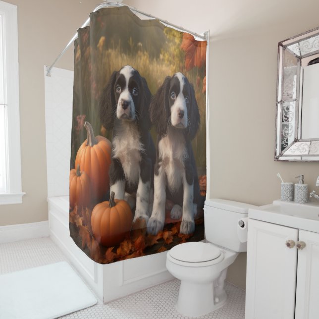 Springer Spanier Welpe Autumn Delight Pumpkin Duschvorhang (Beispiel)