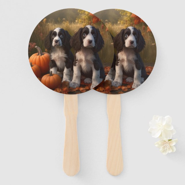 Springer Spanier Welpe Autumn Delight Pumpkin Fächer (Vorne und Hinten)