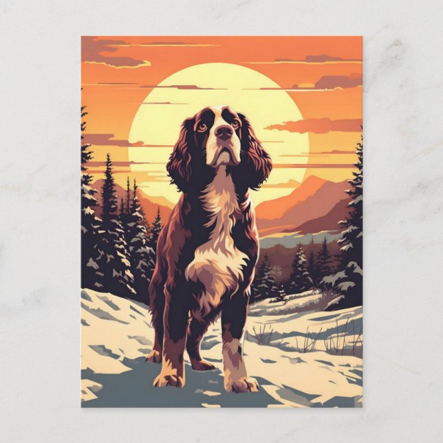 Springer Spanier Winterbergwald während der Sonne Postkarte (Vorderseite)