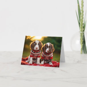 Springer Spanische Welpen Weihnachtskarte Karte