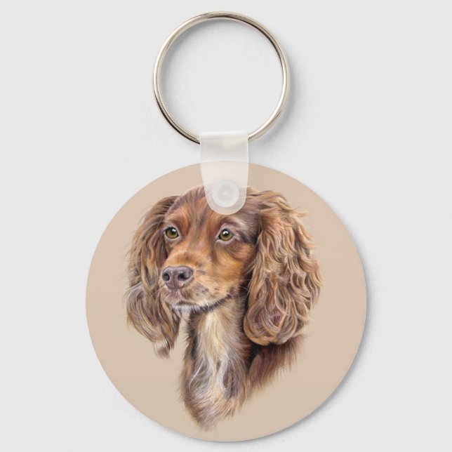 Springer Sprocker Cocker Spaniel Hund Keyring Schlüsselanhänger (Vorderseite)