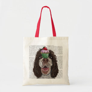 SpringerSpaniel mit kleinem Kuchen Tragetasche