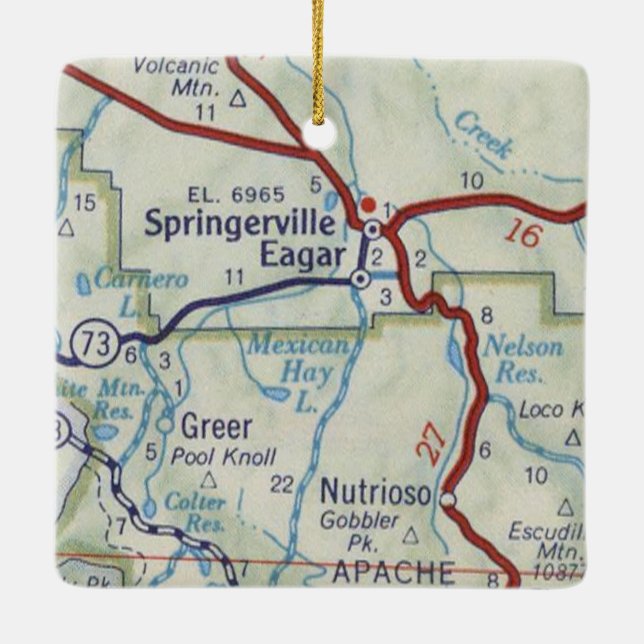 Springerville AZ Vintage Karte Keramikornament (Rückseite)