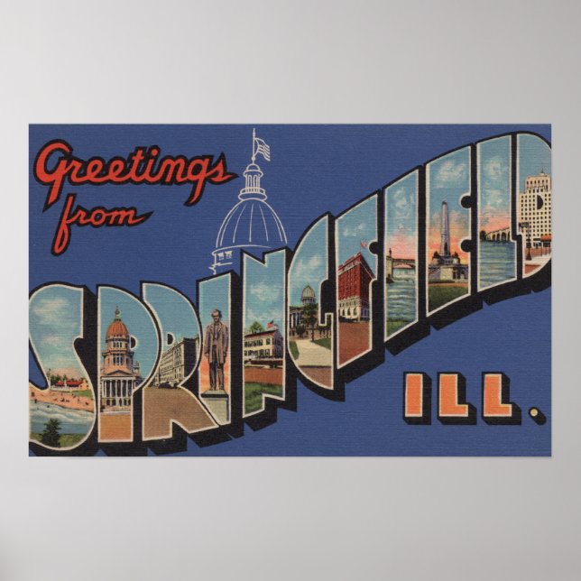 Springfield, Illinois - Große Buchstabenszenen Poster (Vorne)