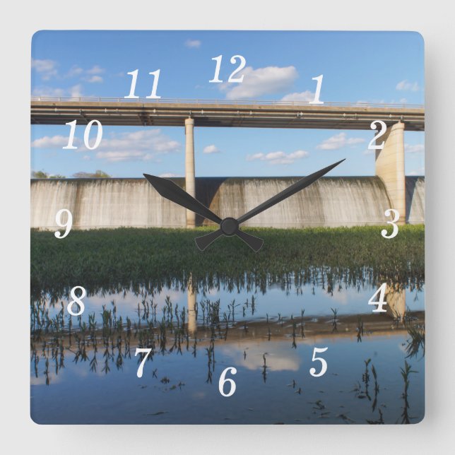 Springfield Lake Missouri Stausee Quadratische Wanduhr (Vorderseite)