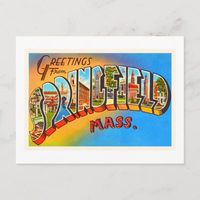 Springfield Massachusetts MA Old Travel Souvenir Postkarte (Vorderseite)
