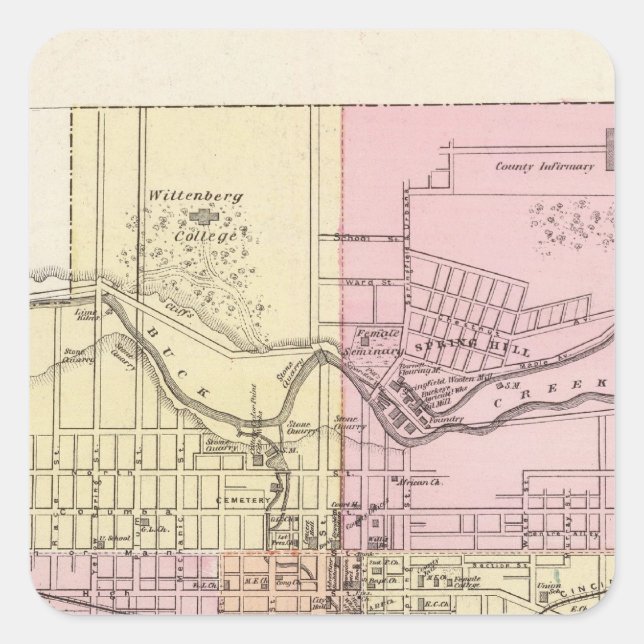 Springfield, Ohio Quadratischer Aufkleber (Vorderseite)