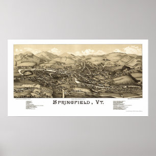 Springfield, panoramische Karte VT - 1886 Poster