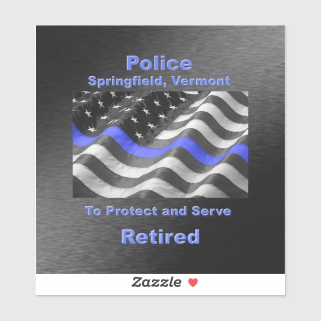 Springfield, Vermont. Police Aufkleber (Blatt)