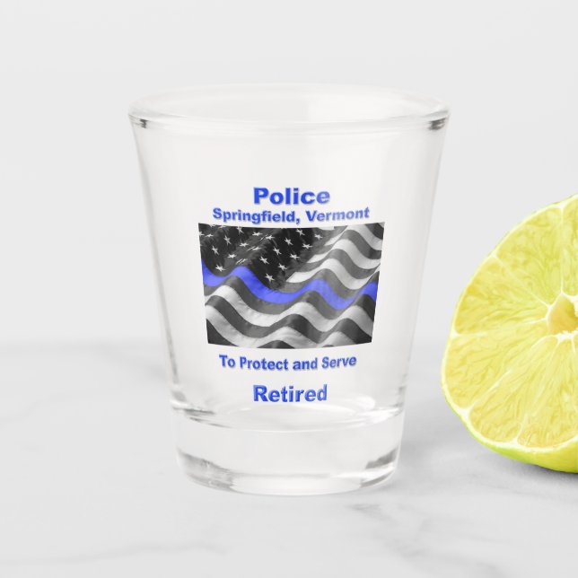 Springfield, Vermont. Police Schnapsglas (Vorderseite)