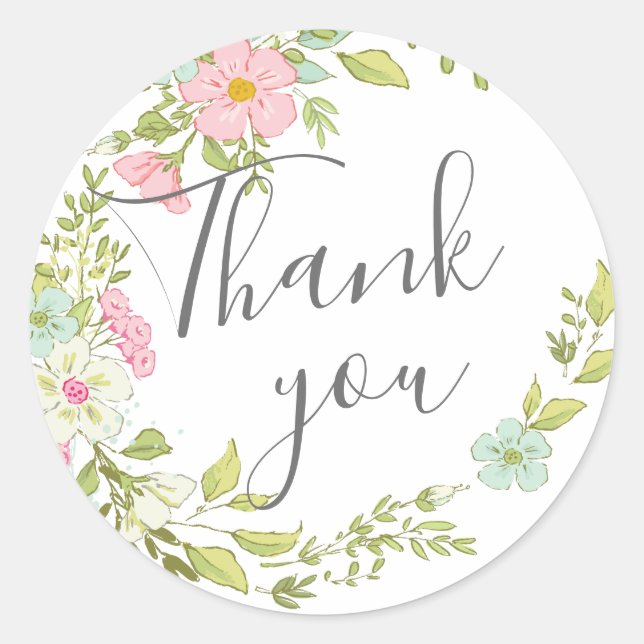 Springflowers wedding collection- danke runder aufkleber (Vorderseite)