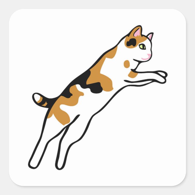 Springkatze Quadratischer Aufkleber (Vorderseite)