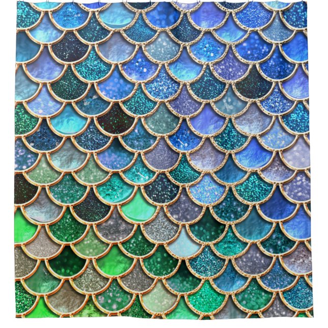 Springlike MehrfarbenGlitzer-Meerjungfrau-Skalen Duschvorhang (Vorderseite)