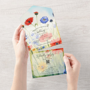 SpringMeadow-Wildblumen in einer Hochzeit laden All In One Einladung