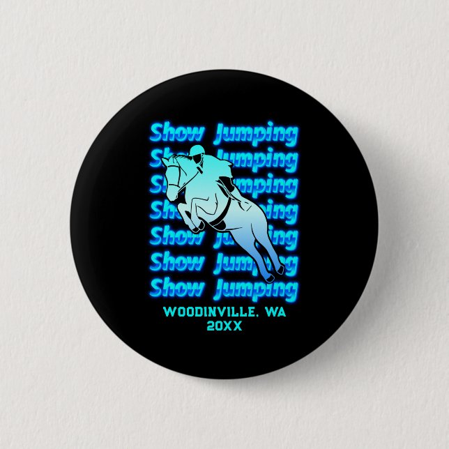 Springreit-Event oder Ort Datum Name T-Shirt  Button (Vorderseite)