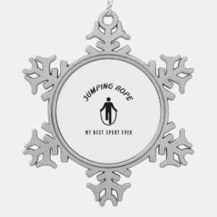 Springseil mein bester Sport aller Zeiten Schneeflocken Zinn-Ornament