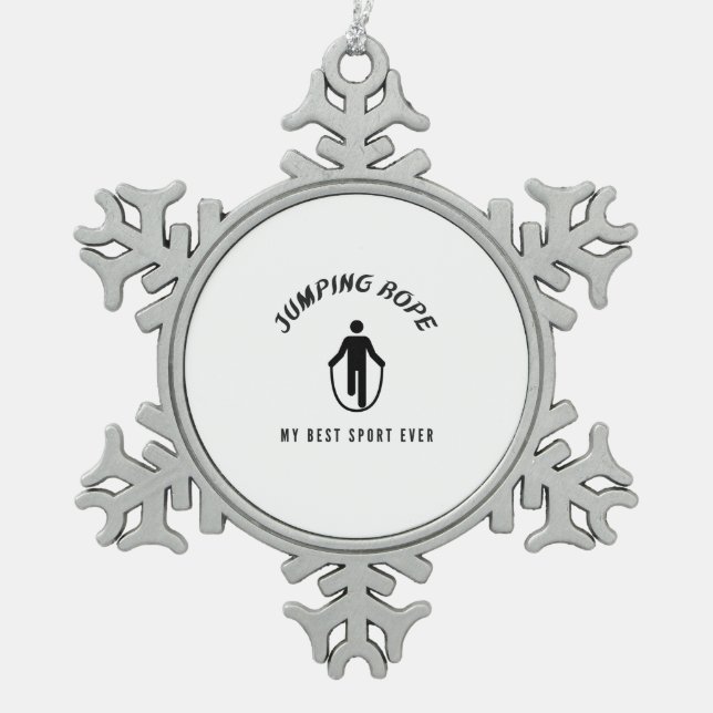 Springseil mein schönster Sport aller Zeiten Schneeflocken Zinn-Ornament (Vorderseite)