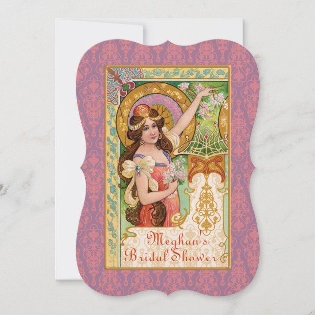 Springtime Art Nouveau Einladung (Vorderseite)