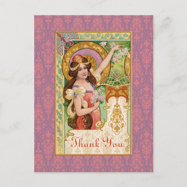 Springtime Art Nouveau Postkarte (Vorderseite)