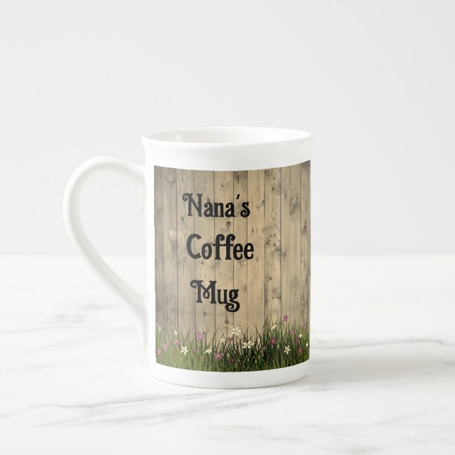 Springtime-Blume auf Holz Personalisiert Prozellantasse (Links)
