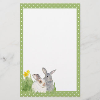 Springtime Bunnies in Blume Briefpapier