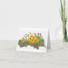 Springtime Bunnies in einem Bereich der Blume Dankeskarte