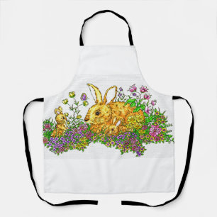 Springtime Bunnies in einem Bereich der Blume Schürze