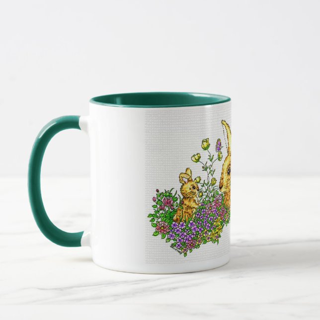 Springtime Bunnies in einem Bereich der Blume Tasse (Links)