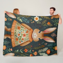 Springtime Bunny Magic Fleece Blanket